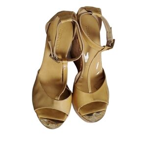 Jimmy Choo Yellow Wedge Sandals with Ankle Strap